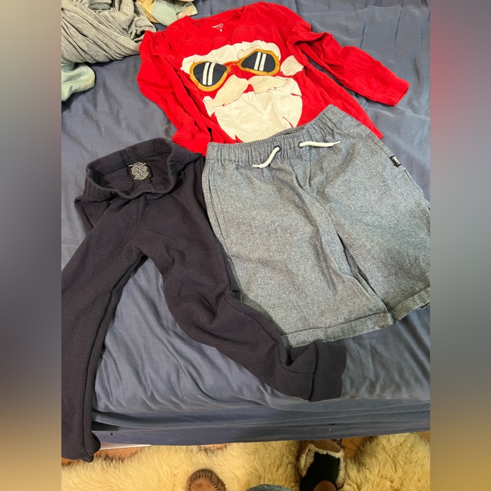 DKNY Kids Bundle Gray Red Size 5/6 NWOT Shorts Top Pajama Pants